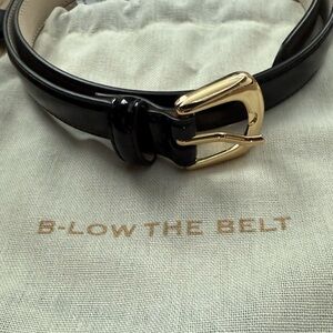 New B-Low the Belt Kennedy Mini Black Patent Leather Belt with Gold Buckle XS